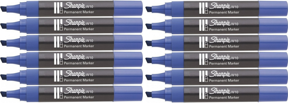 12x Marker permanentny Sharpie W10, ścięta, niebieski
