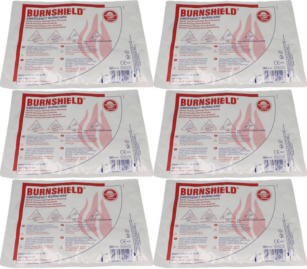 6x Opatrunek hydrożelowy na oparzenia Burnshield, 60x40cm