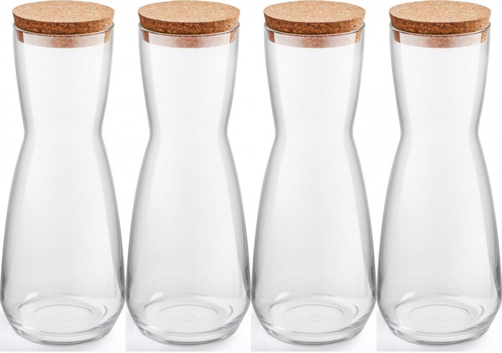 4x Karafka z korkiem Altom Design, 1l, przezroczysty