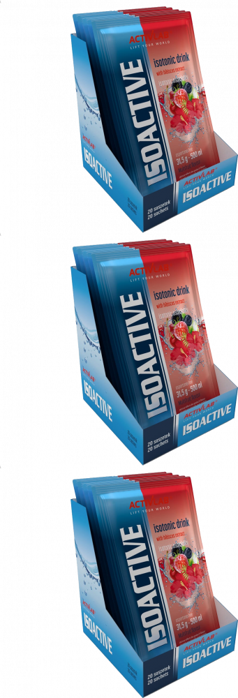 3x Napój izotoniczny Activlab Isoactive multifruit, w saszetkach, wieloowocowy, 20 sztuk x 31.50g