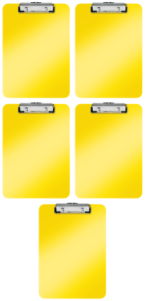 5x Clipboard Leitz Wow, A4, żółty