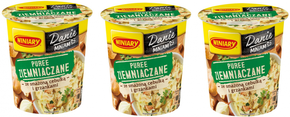 3x danie w 5 minut Winiary, puree z grzankami i cebulką, kubek, 59g