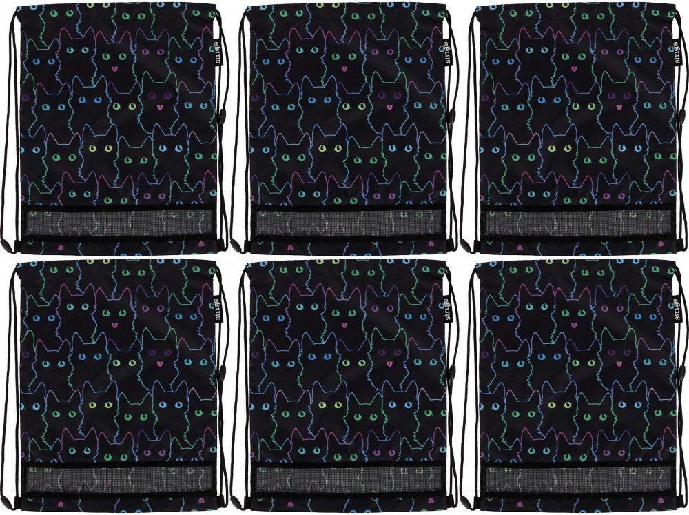 6x Worek na buty Strigo Kot, 35x45cm, czarny
