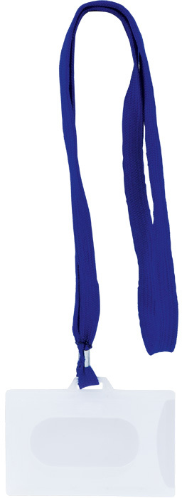 Holder do identyfikatorów Grand GR-50T, z niebieską taśmą o długości 90cm, 90x65mm, 50 sztuk, przezroczysty