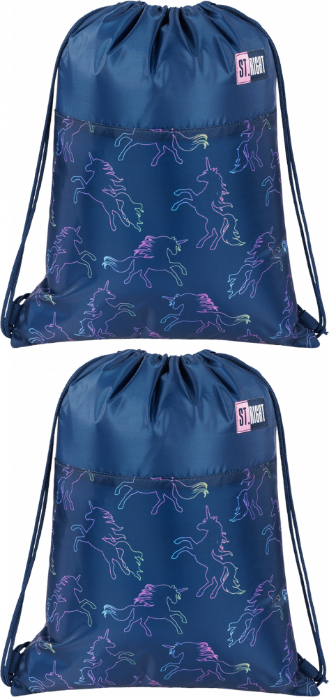 2x Worek na buty St.Right SO1 Dream Unicorn, 34x43cm, granatowy