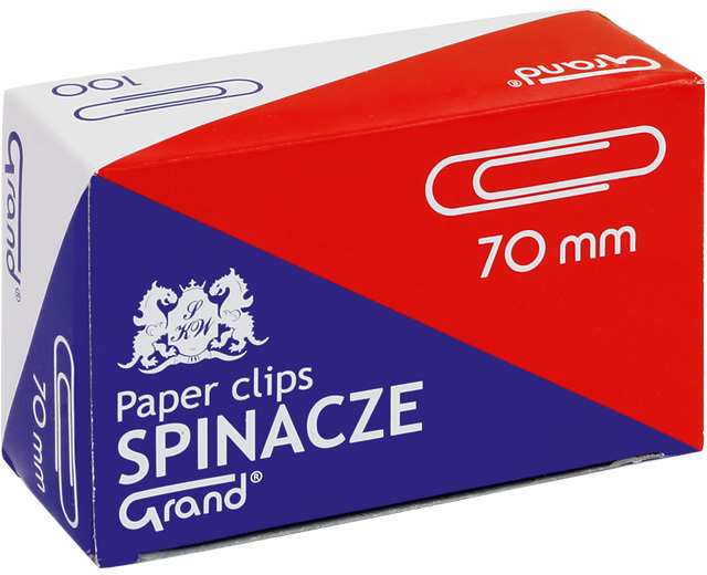 Spinacz Grand, okrągły, 70mm, 50 sztuk, srebrny