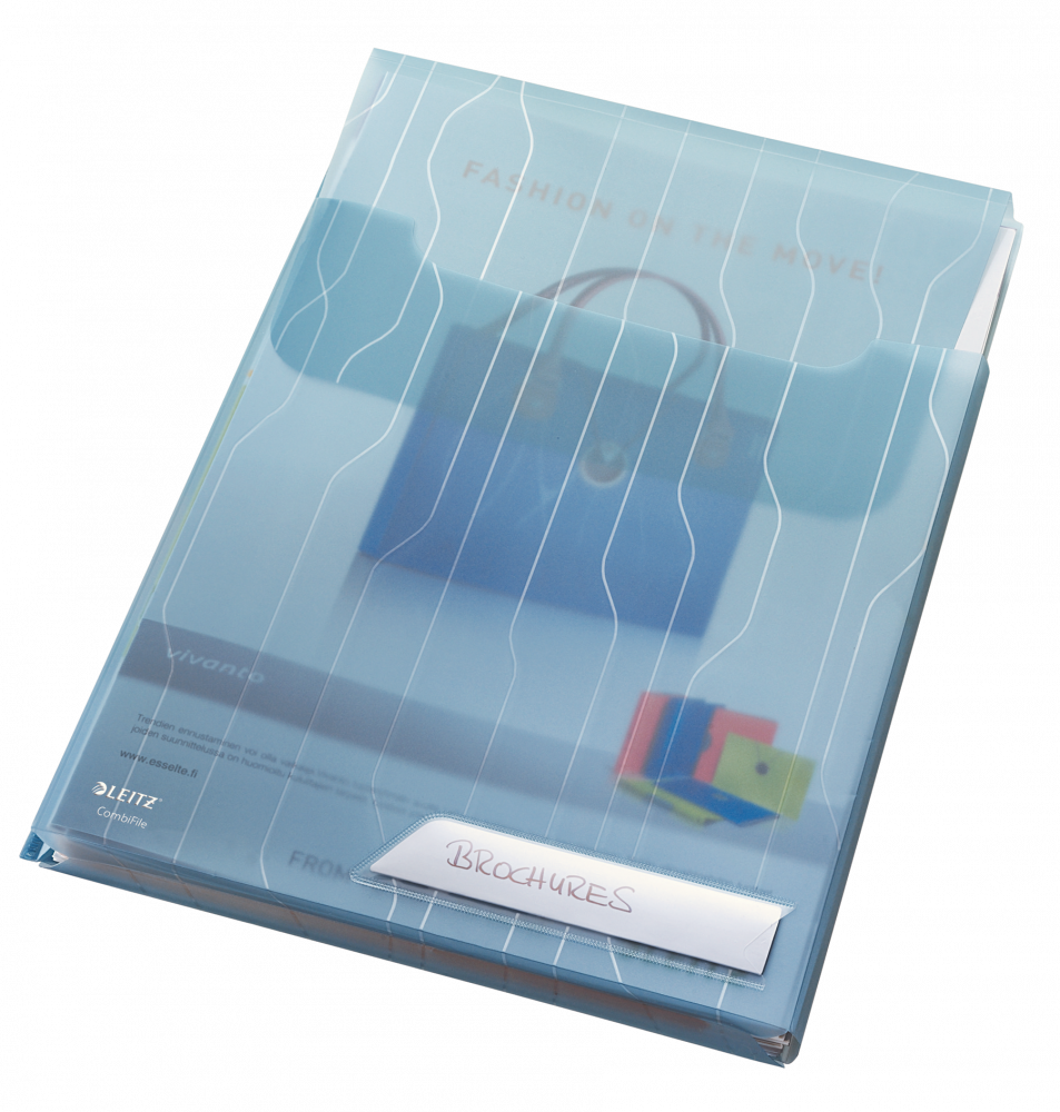 Folder groszkowy Leitz CombiFile, poszerzany, z klapką, A4, do 150 kartek, 200μm, 3 sztuki, niebieski