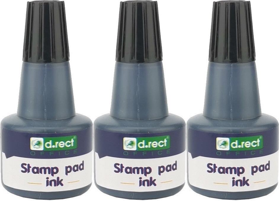 3x Tusz do stempli D.Rect, 25ml, czarny