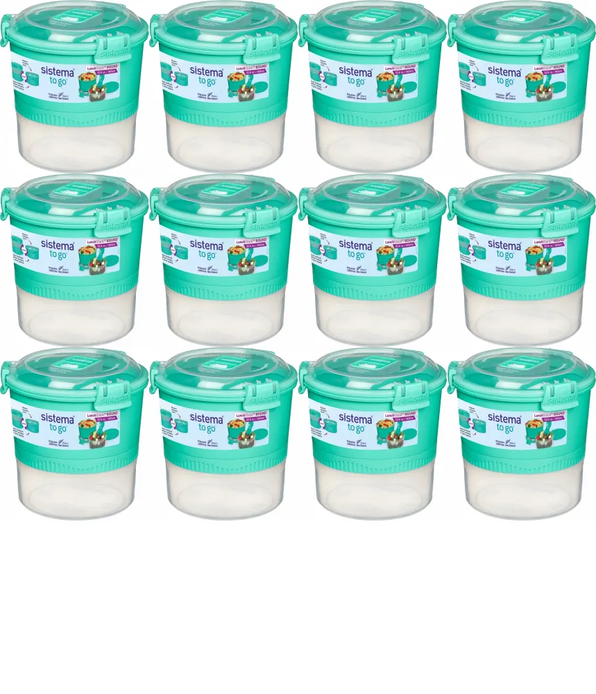 12x Lunchbox składany Sistema Lunch Stack To Go, z widelco-łyżeczką, 965ml, miętowy