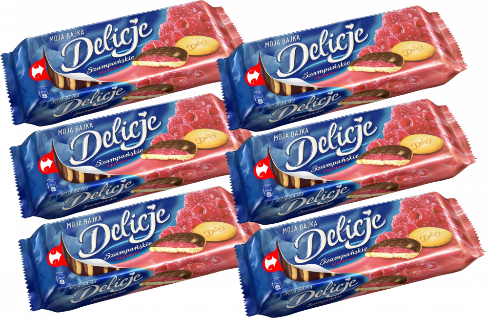 6x Ciastka Delicje szampańskie Mondelez, malinowy, 147g
