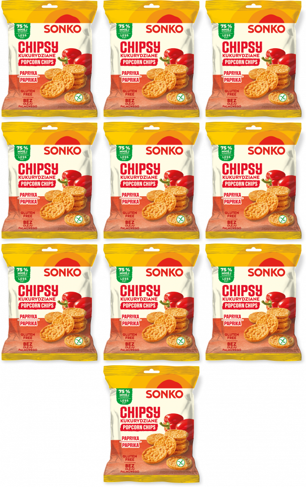 10x Chipsy kukurydziane Sonko, paprykowy, 20g