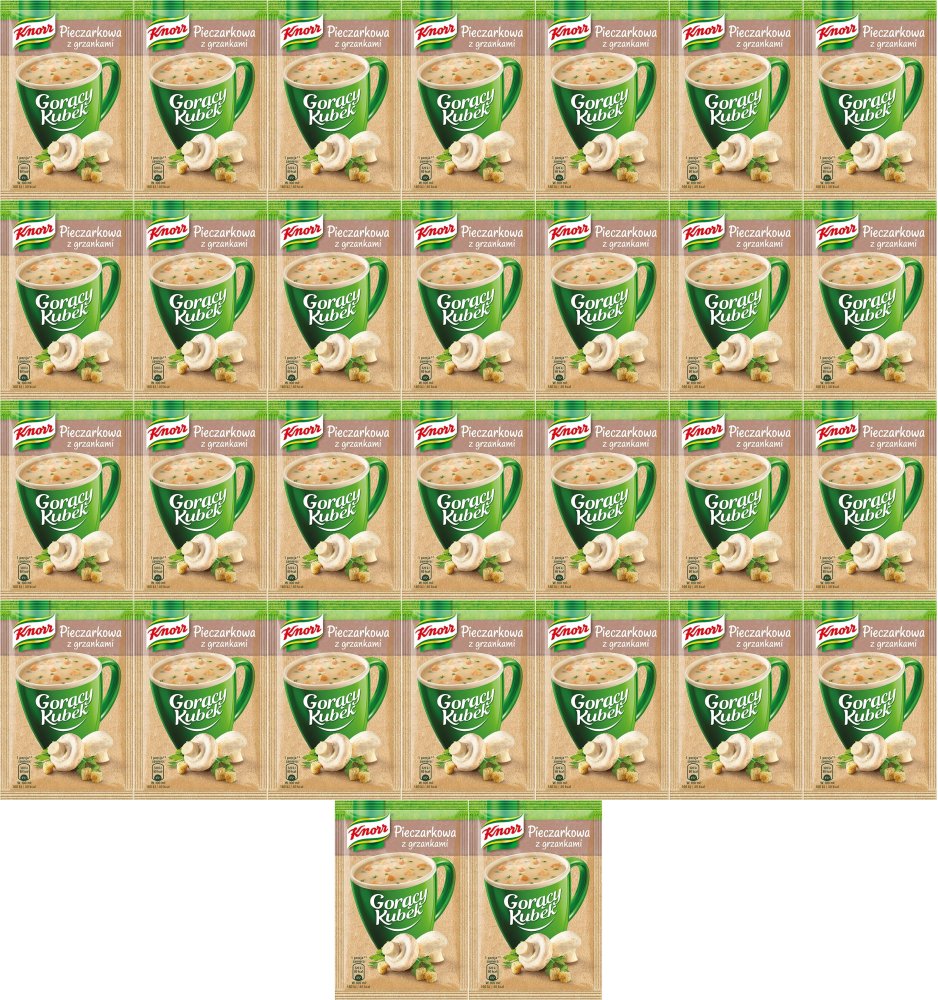 40x Zupa Knorr Gorący Kubek, pieczarkowa z grzankami, 15g