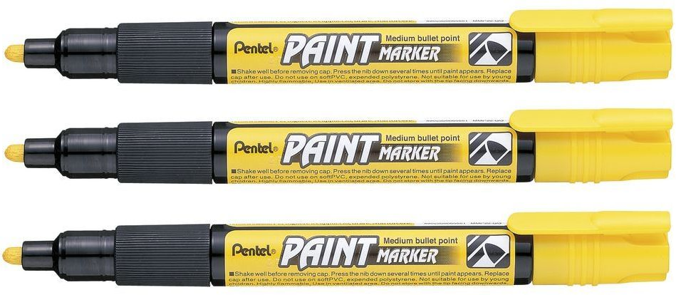 3x Marker olejowy Pentel MMP20, okrągła, 4.6 mm, żółty