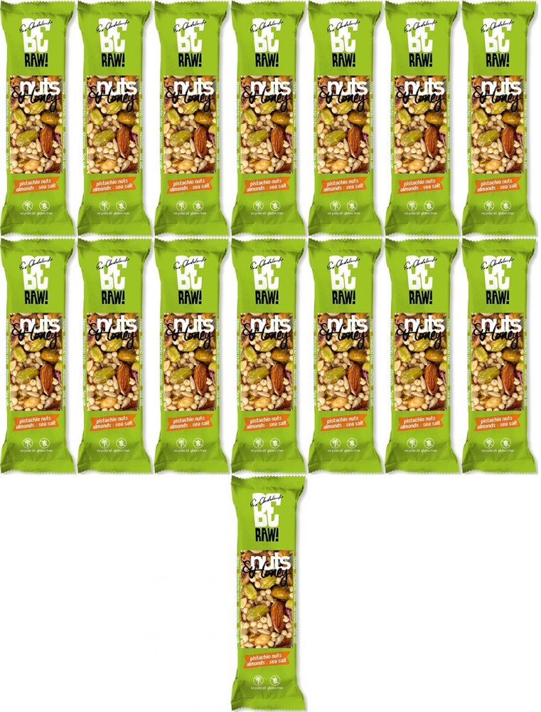 15x Baton orzechowy BeRAW Nuts&Honey pistachio, 30g