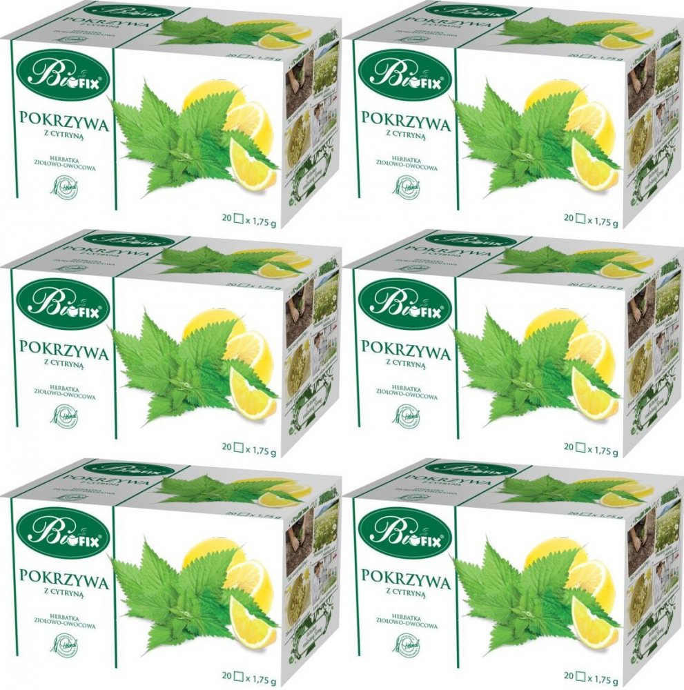 6x Herbata ziołowa w torebkach Bifix, pokrzywa z cytryną, 20 sztuk x 1.75g