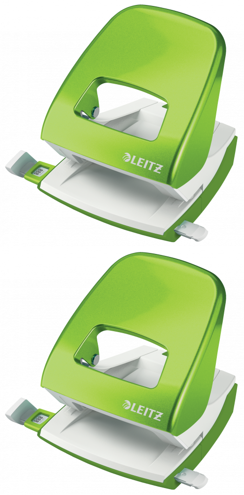 2x Dziurkacz Leitz Wow NeXXt, do 30 kartek, metaliczny zielony
