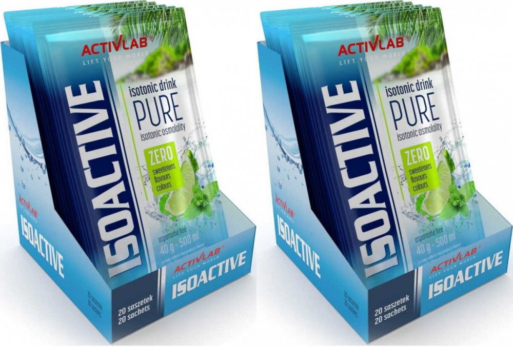 2x Napój izotoniczny Activlab Isoactive Pure, w saszetkach, naturalny, 20 sztuk x 40g