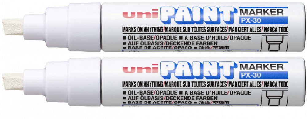 2x Marker olejowy Uni PX-30, ścięta, 8.5mm, biały