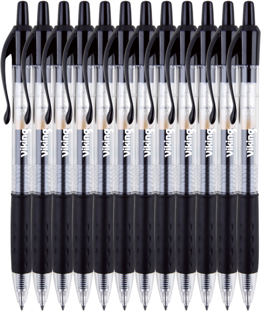 12x Długopis żelowy automatyczny Viking, 0.7mm czarny