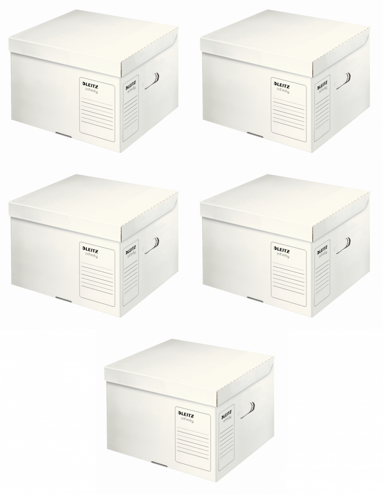 5x Pudło archiwizacyjne Leitz Infinity, rozmiar M (350x265x320mm), biały