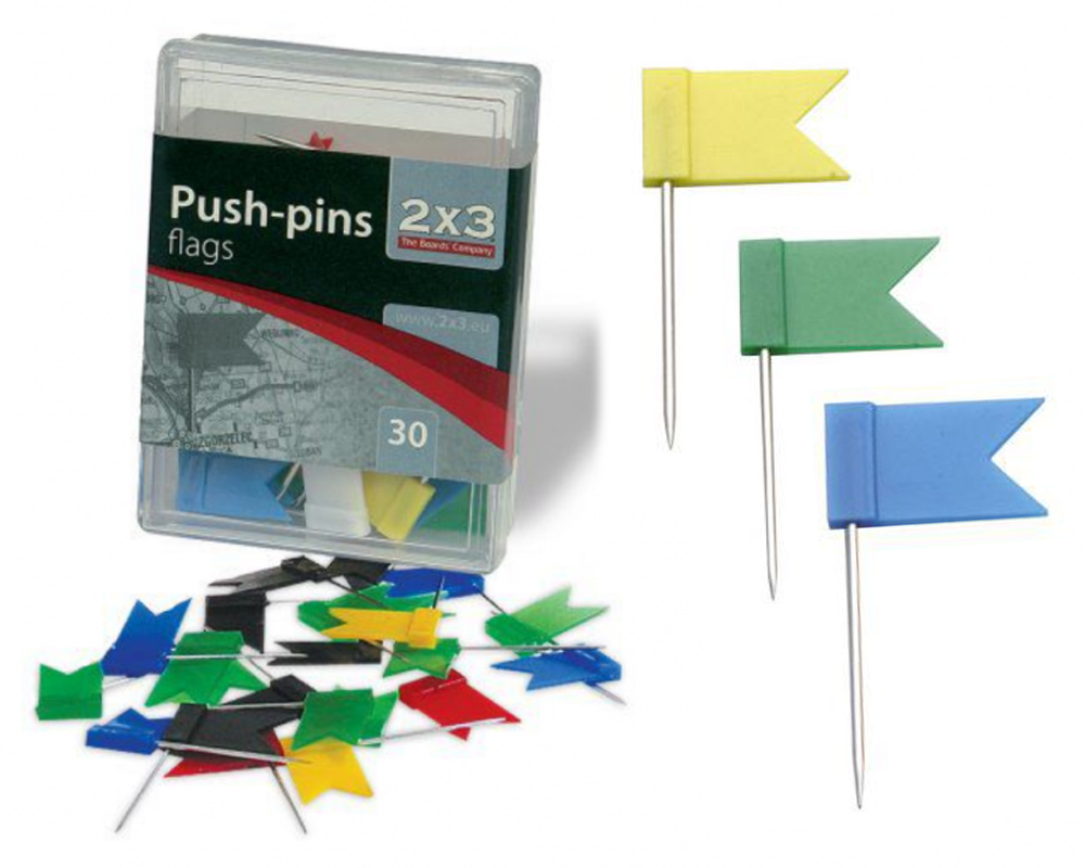 Pinezki flagi 2x3, 30 sztuk, mix kolorów