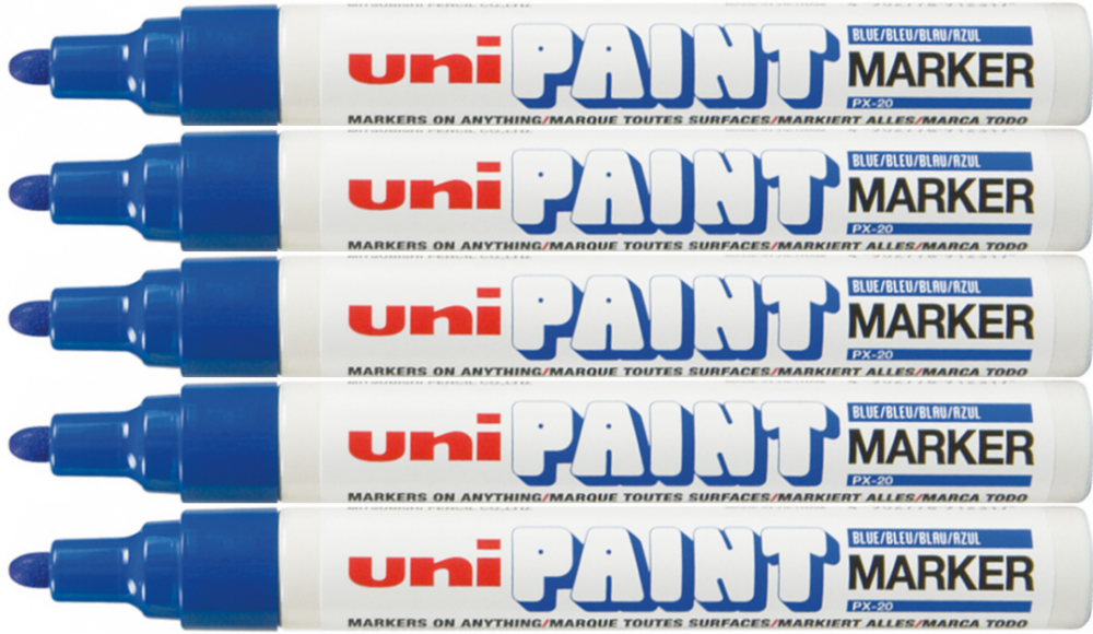5x Marker olejowy Uni PX-20, okrągła, 2.2-2.8mm, niebieski