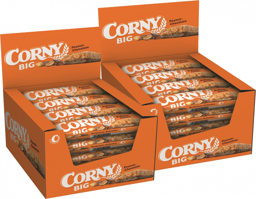 48x Baton zbożowy Corny Big z mleczną czekoladą i orzechami arachidowymi, 50g