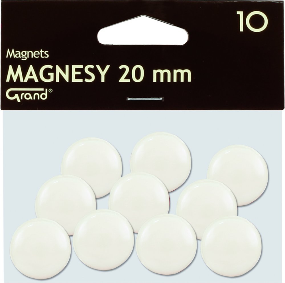Magnesy Grand, 20mm, 10 sztuk, biały