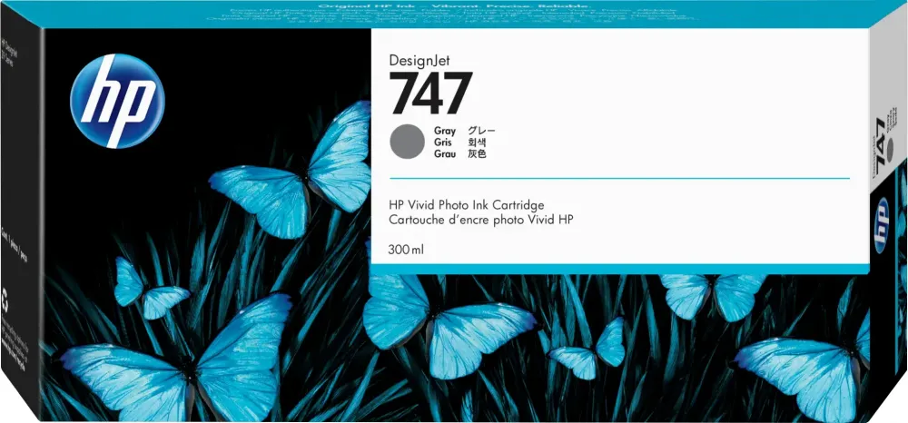 Tusz HP 747 (P2V86A), 300ml, grey (szary)