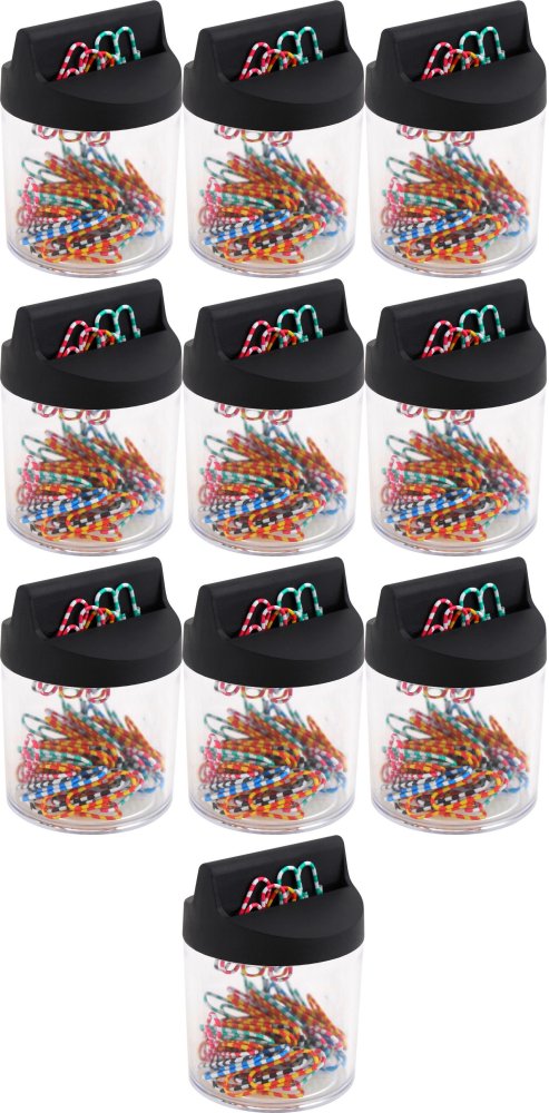 10x Spinacz MemoBe, okrągły, w magnetycznym słoiku, 28mm, 60 sztuk, mix kolorów (zebra)