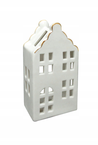 Domek T-light ceramiczny biały 13,8cm
