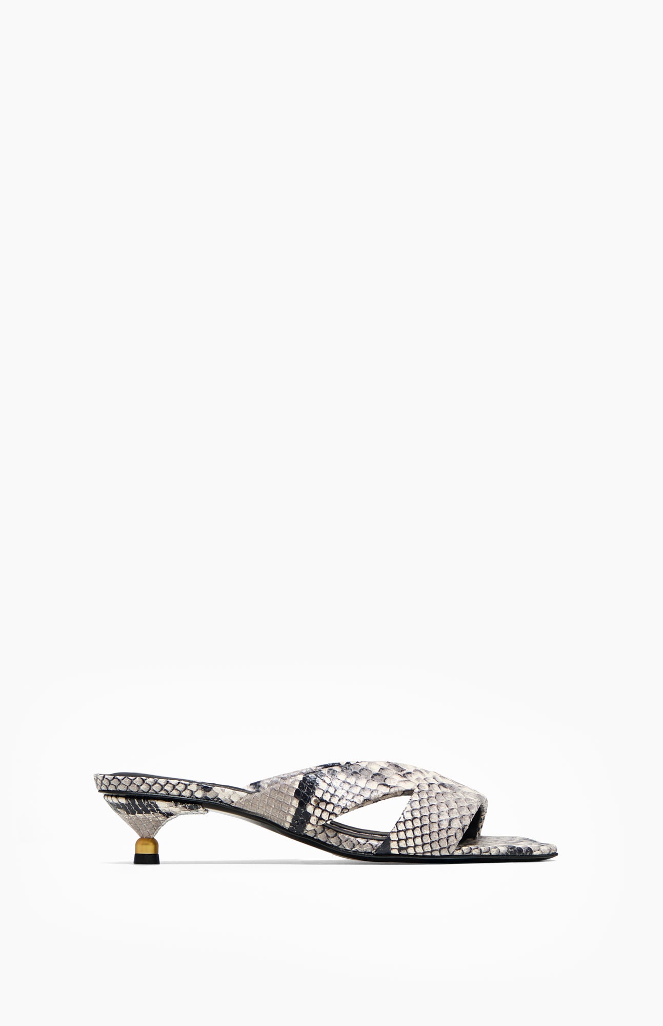 Klapki na obcasie MAYA GRAY PYTHON 38 - Vanda Novak