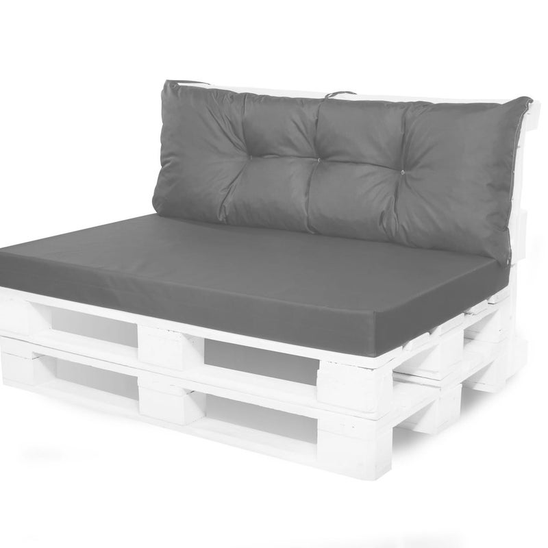 Zestaw poduszek na palety ogrodowe 120x80 Siedzisko-Oparcie 120x40cm poduszki na palety Antracyt wyodne poduszki na meble ogrodowe z palet euro