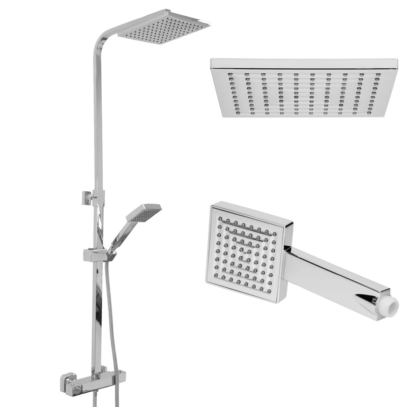 ECD Germany System prysznicowy z bateria termostatyczna, chrom, zestaw prysznicowy ze stali nierdzewnej Bateria prysznicowa z deszczownica i glówka