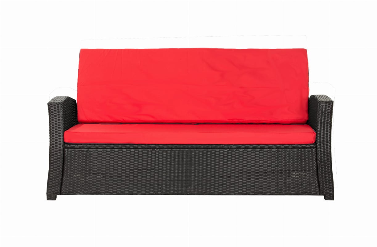 Komplet poduszkek na sofę rattanową 130x60x50cm Czerwona Zestaw poduszek na meble ogrodowe technorattan poduszki na meble zdejemowany pokrowiec