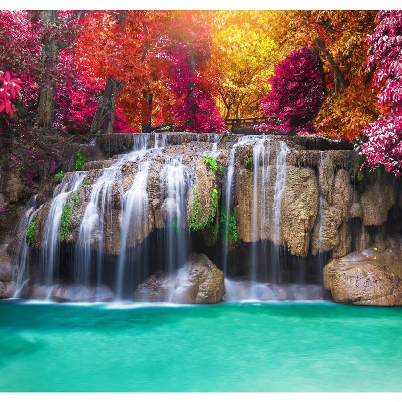 Fototapeta Wodospad Las Natura Różowy 250x175 cm Tapeta Do Sypialni Salonu Kuchni Na Flizelinie