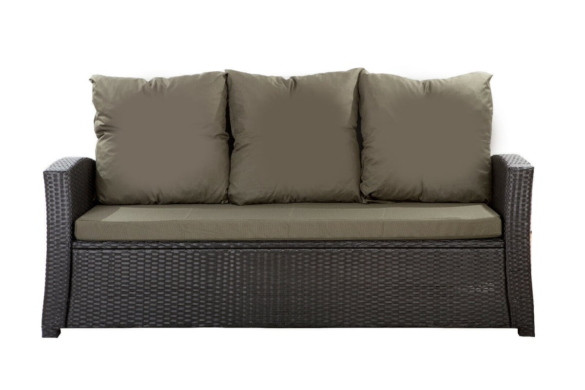 Poduszki na meble ogrodowe technorattanowe sofę 3-osobową 170x50x50cm Zielona Zestaw poduszek na meble ogrodowe rattan zdejemowany pokrowiec