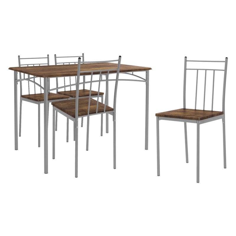 ML-Design stól jadalniany z 4 krzeslami, vintage, zestaw jadalniany 5-czesciowy dla 4 osób, drewno, krzesla jadalniane z metalowymi nogami, zestaw
