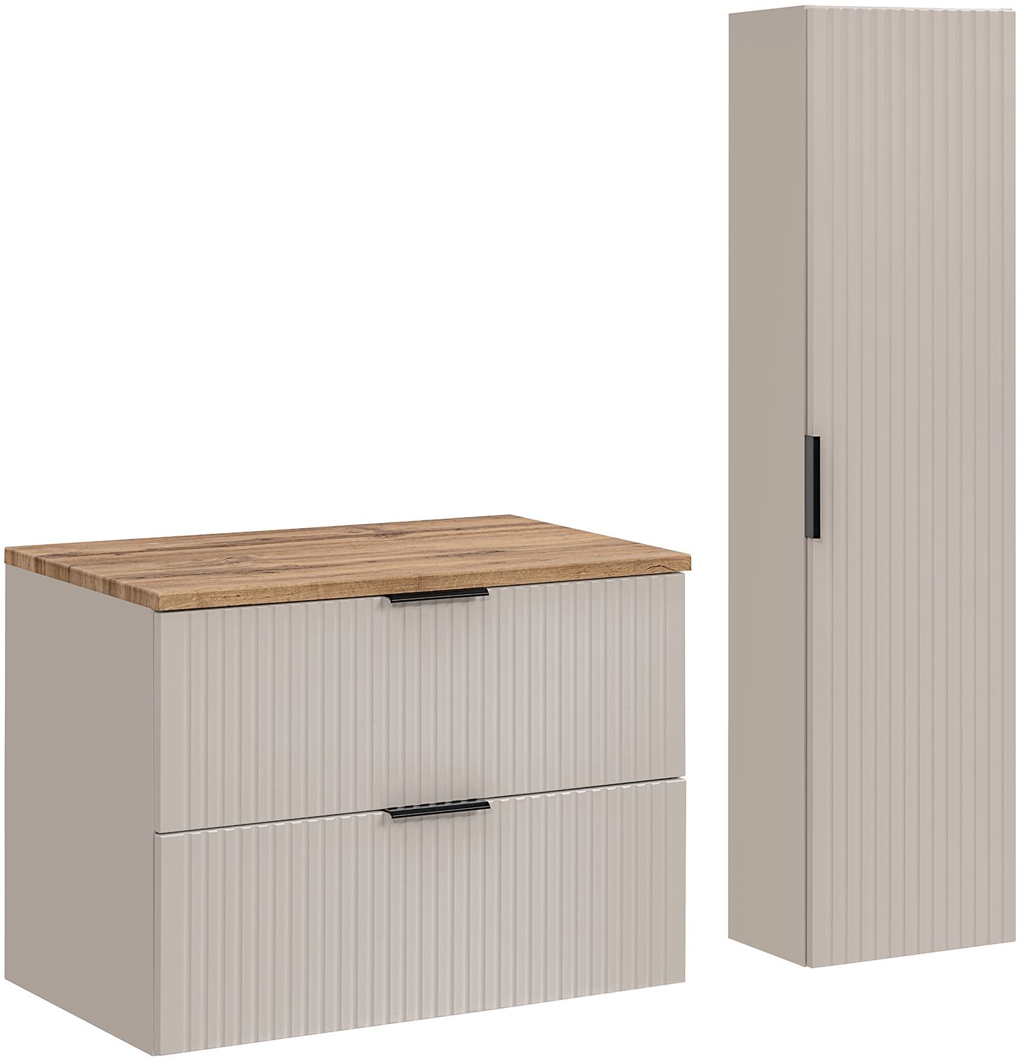 Zestaw Comad Adel Cashmere szafka 80 cm podumywalkowa wisząca i szafka wysoka 140 cm boczna kaszmir/dąb Wotan SET-ADC B 80CM WOTAN HC - Wysyłka w 24h