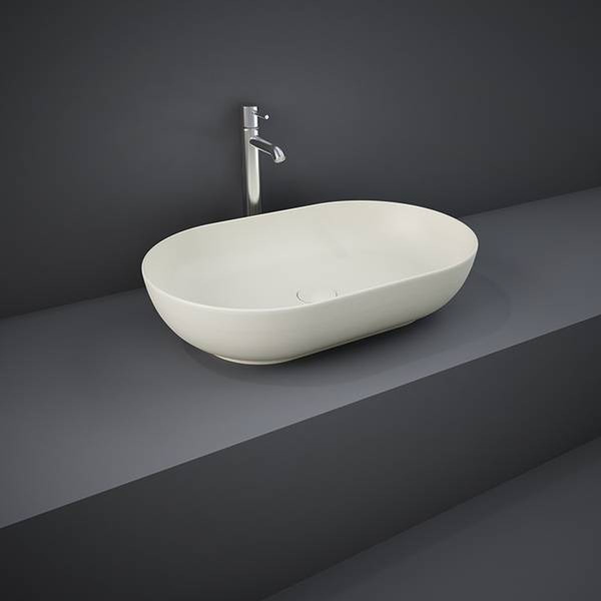 Rak Ceramics Feeling umywalka 55x35 cm nablatowa slim owalna beżowy mat FEECT5500505A