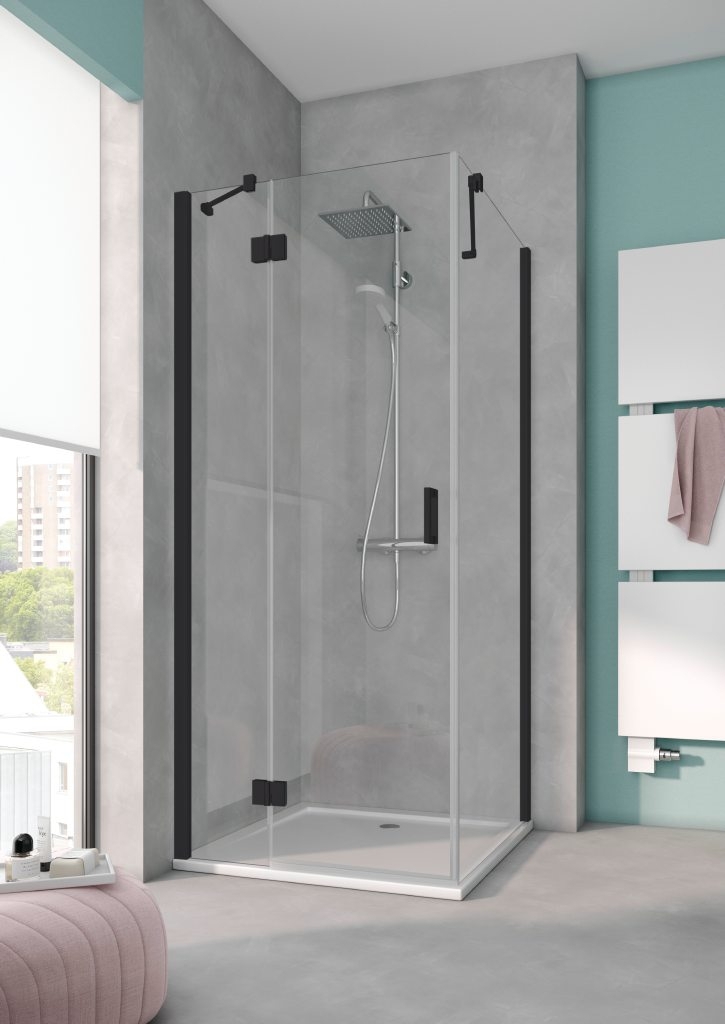 Kermi Osia OS TWD ścianka prysznicowa 110 cm czarny soft/szkło przezroczyste OSTWD110203PK