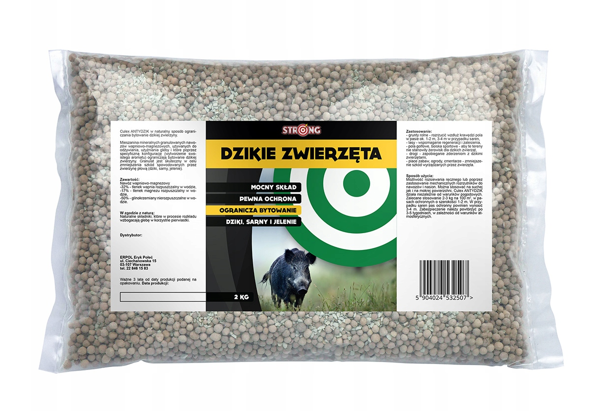 STRONG ANTYDZIK ODSTRASZACZ NA DZIKI SARNY JELENIE GRANULAT BARIERA 2KG - Petrostar