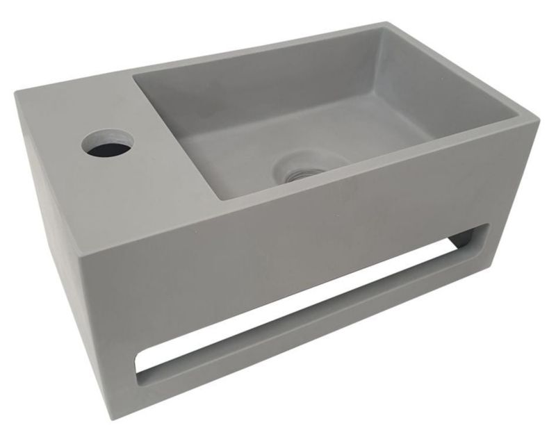 Umywalka Wiesbaden kompozytowa mała 35x20x16cm lewa wygląd betonu 1szt