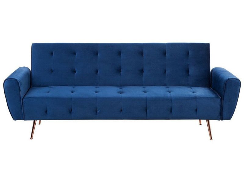 Sofa rozkładana Selnes Granatowy Welur 1 szt.