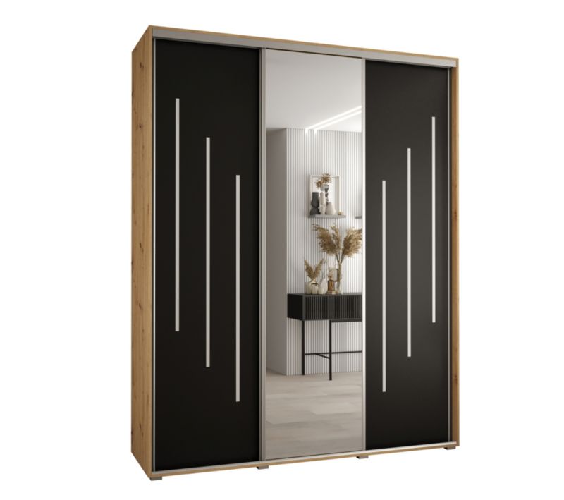 Szafa przesuwna Abiks DAVOS 9 wysoka szer.190cm gł.60cm artisan/czarny/srebrny 1szt.