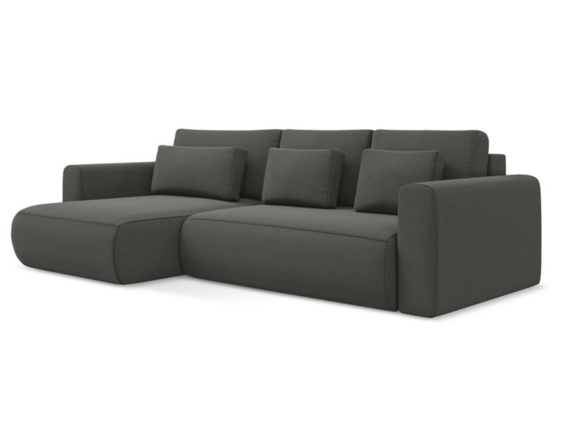 Narożnik lewostronny z funkcją spania Makamii Kapua z tkaniny welwetowej 278x149 cm stalowy 1 szt.