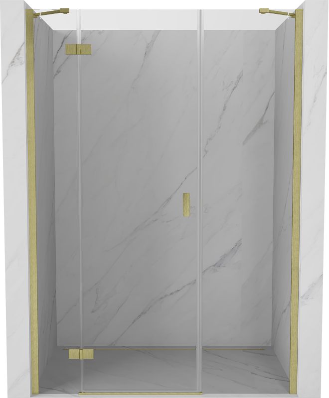 Drzwi prysznicowe uchylne Mexen Mist-H złoty szczotkowany 150 cm lewa 1 szt