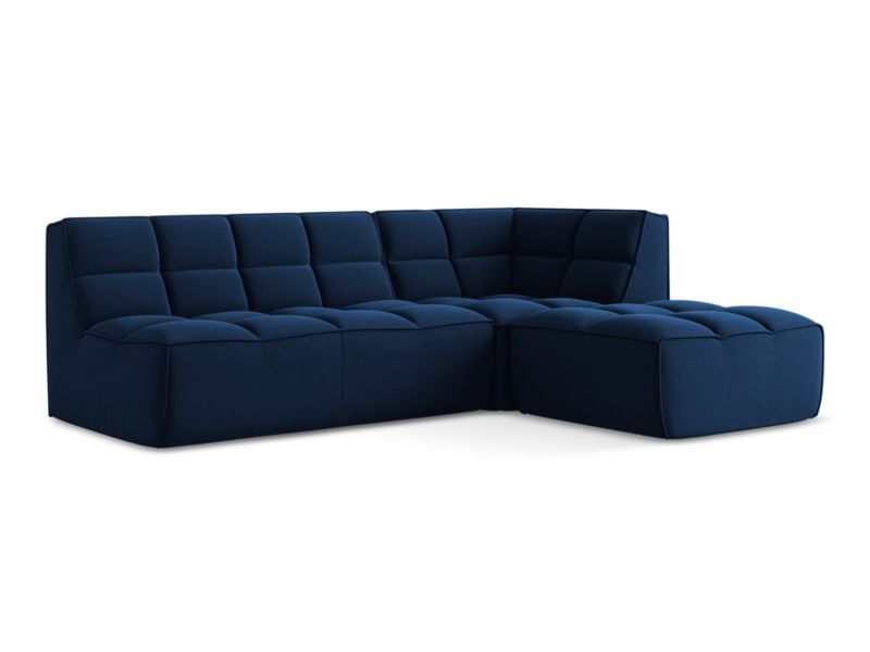 Modułowy narożnik uniwersalny Makamii Kalai z tkaniny welwetowej 258x178 cm królewski niebieski 1 szt.