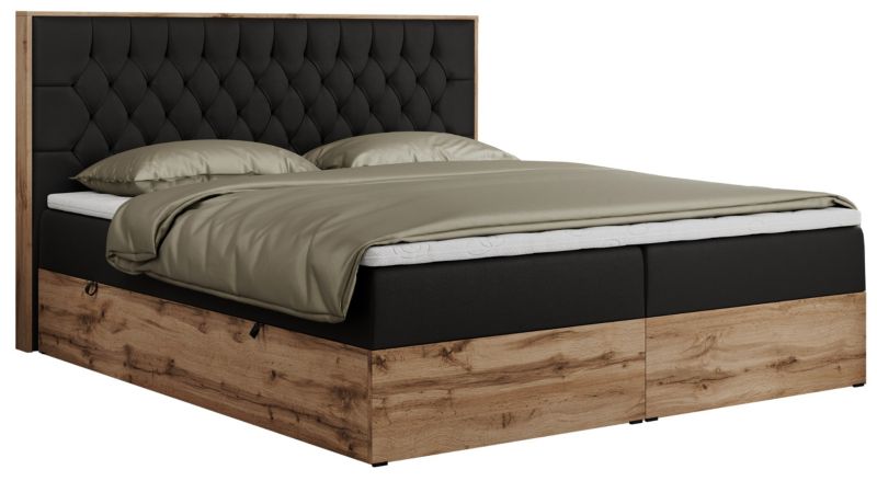 Łóżko kontynentalne MKS Meble AMORE 180x200 H3 czarny ekoskóra 1szt.