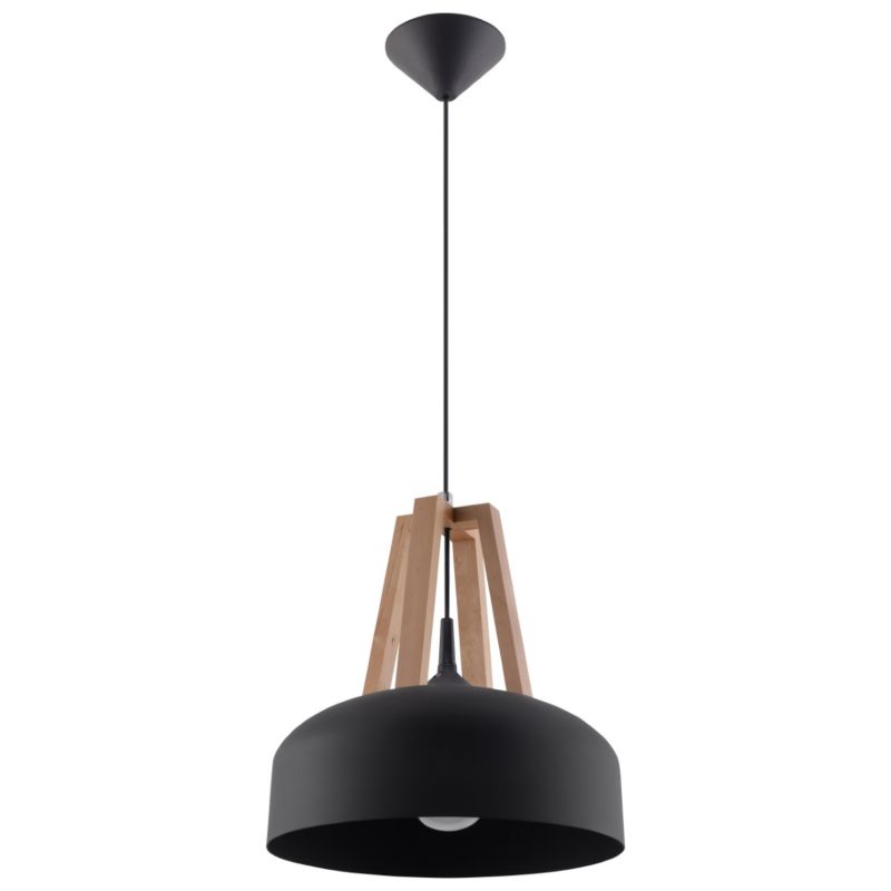 Lampa wisząca Sollux Lighting CASCO czarna/naturalne drewno 1 szt.